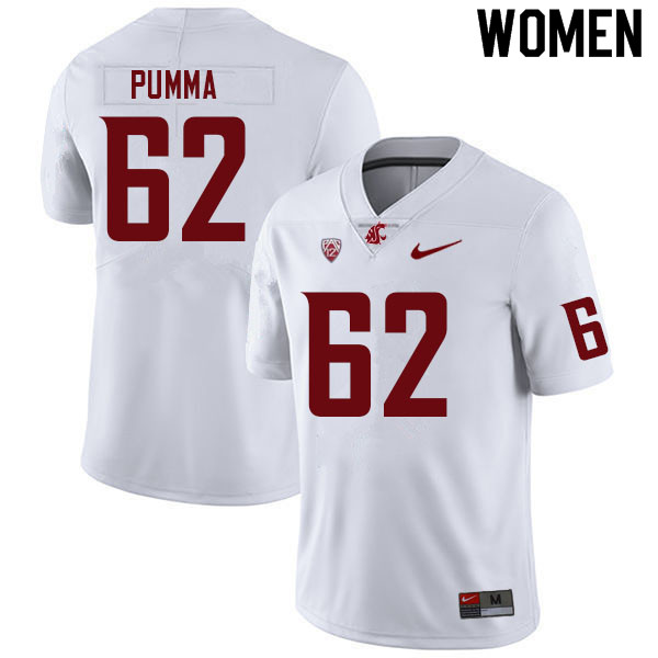 Women #62 Ty Pumma Washington State Cougars College Football Jerseys Sale-White